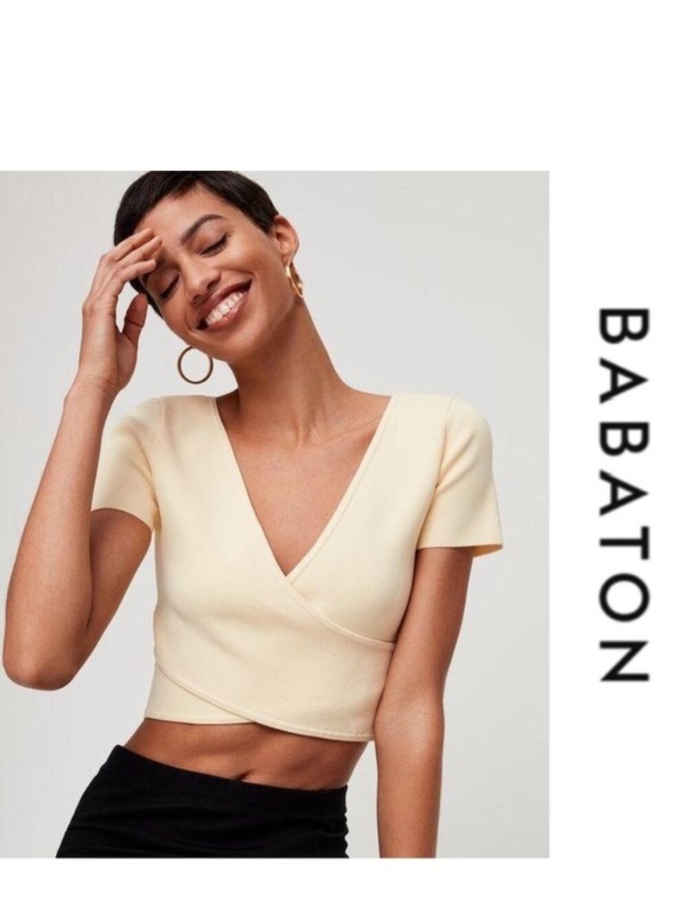 *Flawed* Babaton | Butter Yellow Quillon Crop Top | Size Small